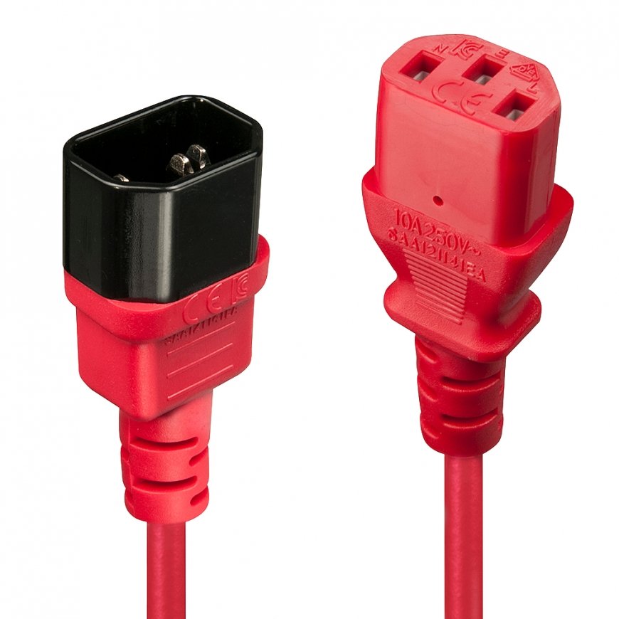 Lindy 30476 кабель питания Черный, Красный 0,5 m Разъем C14 Разъем C13