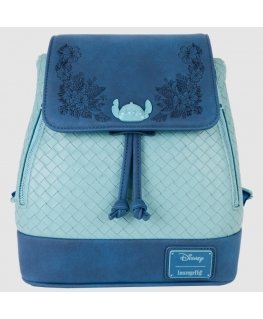 Loungefly Stitch Embroidered Floral Drawstring Mini seljakott Igapäevane seljakott Sinine Polüuretaan (PU)
