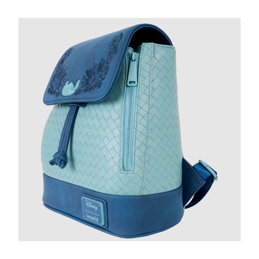 Loungefly Stitch Embroidered Floral Drawstring Mini backpack Casual backpack Blue Polyurethane (PU) – 4