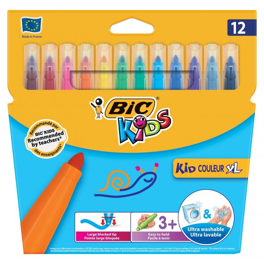 BIC Kid Couleur XL viltpliiats Julge 12 tk