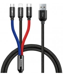 Baseus CAMLT-ASY01 USB кабель 0,3 m USB A USB C/Micro USB A/Lightning Черный