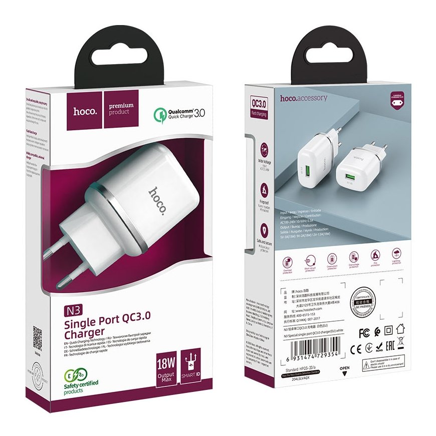 Hoco N3 Smartphone White AC Fast charging Indoor – 4