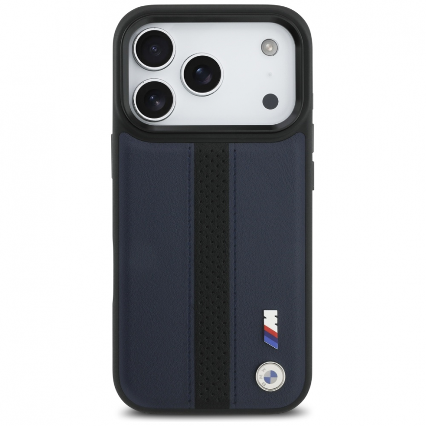 Case BMW M Perforated Stripe Logo MagSafe for iPhone 17 Pro navy – 3