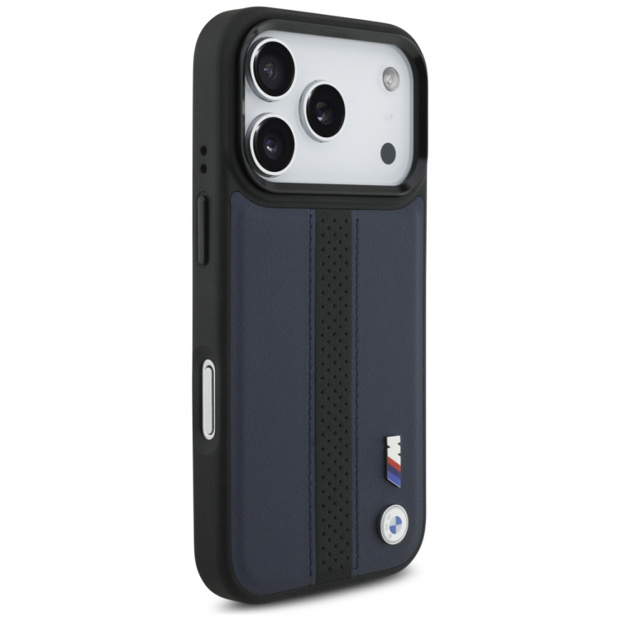 Case BMW M Perforated Stripe Logo MagSafe for iPhone 17 Pro navy – 4
