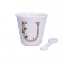 WHITE PORCELAIN UNIQUE Mug with Spoon 75 ml, U pattern WHITE PORCELAIN UNIQUE Mug with Spoon 75 ml, U pattern