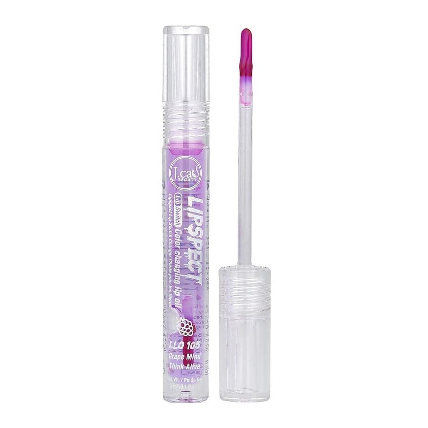 J.Cat Beauty Lipspect Lip Switch Color Changing Lip Oil 105 Grape Mind Think Alike, 3.5 ml