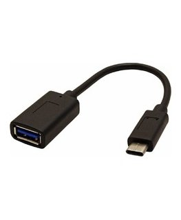 USB reducer (3.0), USB C (M) - USB A F, 0.15m, ümar, must, plastmassist kott, OTG kaabel