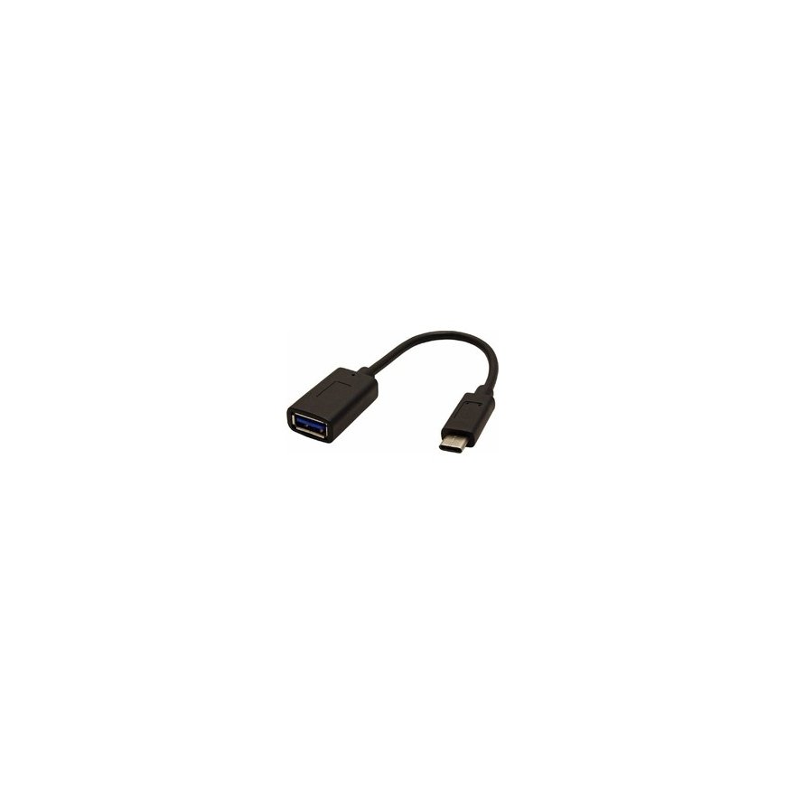 USB-viritys (3.0), USB C (M) - USB A (F), 0,15 m, pyöreä, musta, muovinen pussi, OTG-kaapeli