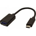 USB-viritys (3.0), USB C (M) - USB A (F), 0,15 m, pyöreä, musta, muovinen pussi, OTG-kaapeli
