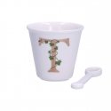 LA PORCELLANA BIANCA UNICO Cup with Spoon 75 ml, T Pattern LA PORCELLANA BIANCA UNICO Cup with Spoon 75 ml, T Pattern