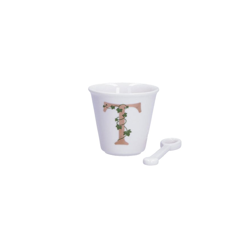 LA PORCELLANA BIANCA UNICO Cup with Spoon 75 ml, T Pattern – 2