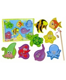 Lean Toys Puurrettava kalastussetti merieläimillä 30x22 cm
