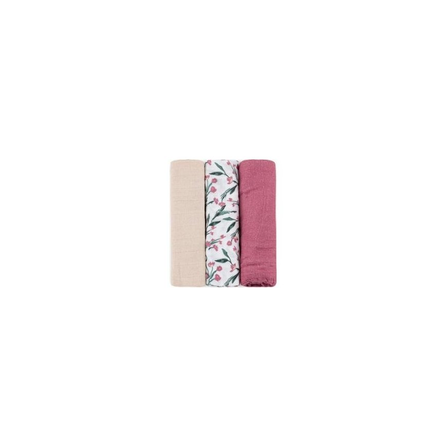Petite&Mars Mousse - bamboo diapers, 3 pcs set | Pink Meadow