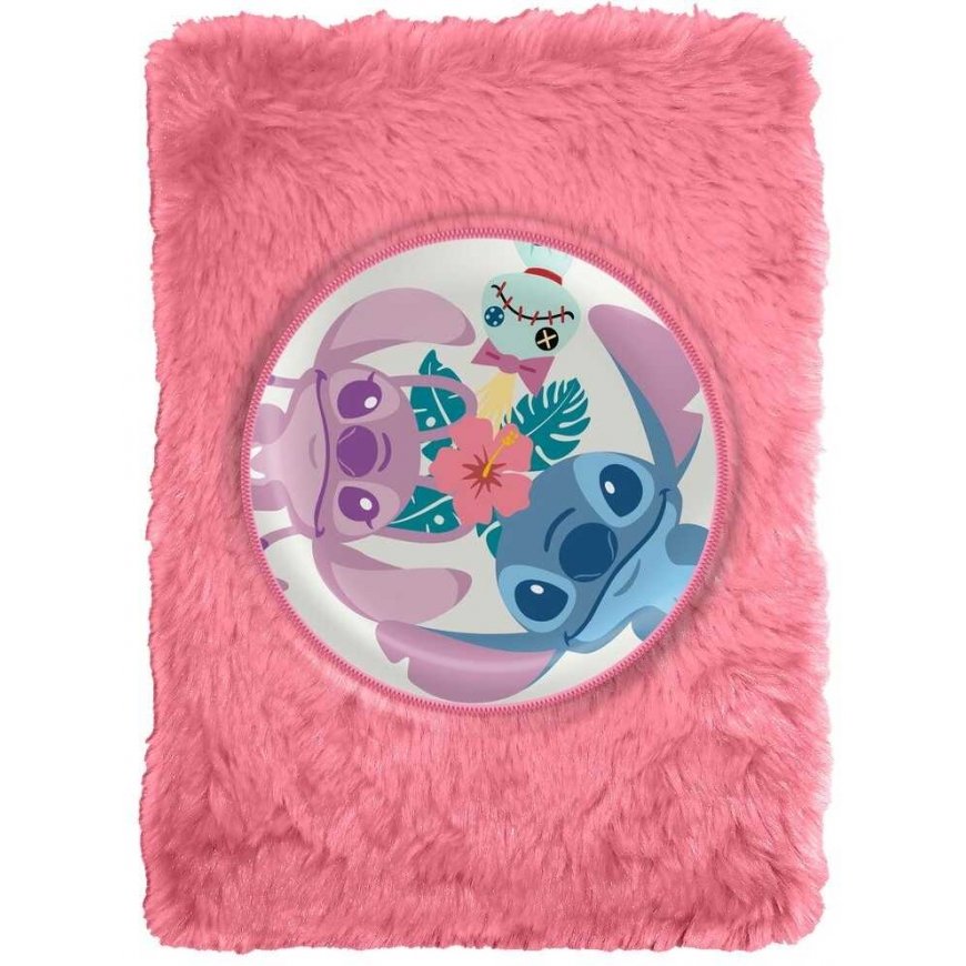 KIDS A5 Notebook Plush Lilo and Stitch with Pink Lines / St00081