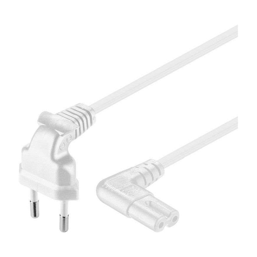 Goobay power cable Connection cable with euro plug, angled on both sides, 5 m, white - Cable length 5 m