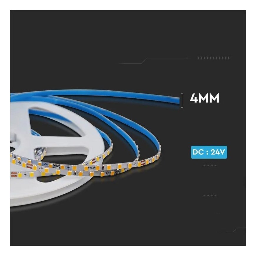 LED juosta V-TAC SMD2835 128LED 24V IP20 pločio 4mm VT-2835 128 3000K 1200lm – 2
