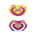 CANPOL BABIES silicone symmetrical pacifier NEON LOVE, 18 months +, 2 pcs, 22/654_pin