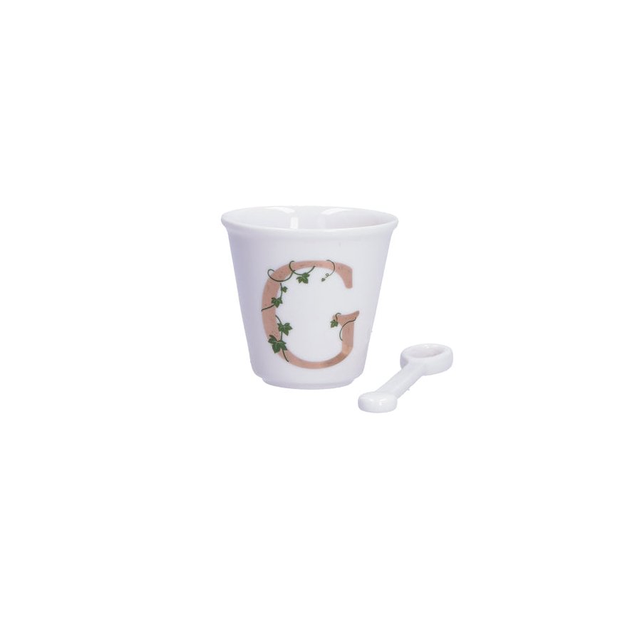 THE WHITE PORCELAIN UNIQUE mug with spoon 75 ml, Design G – 2