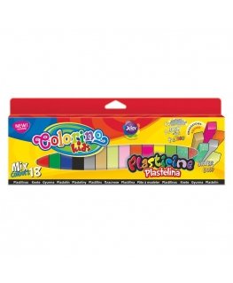 Plastilīns Colorino Kids, kvadrātveida forma, 18 dažādu krāsu maisījums (zeltīta, sudraba, spīdoša tumsā)