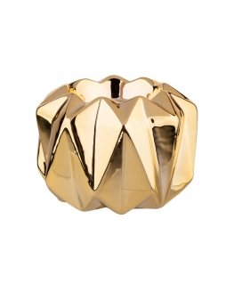 Gold candle holder in metallic gold color, 9x9x6 cm
