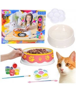 Lean Toys Kids Painting Set for Cat Bowl 13.5 cm, 6 Pieces