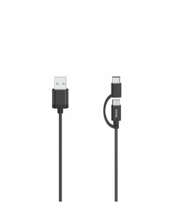 Hama 00200616 USB cable USB 2.0 0.75 m USB A USB C/Micro-USB A Black