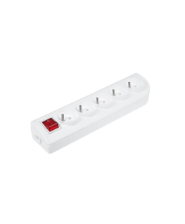 Elgotech Prailginimo laido lizdas x 5 su įžeminimu ir jungikliu, baltas GN-50W