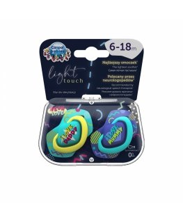 CANPOL BABIES silicone symmetrical pacifier NEON LOVE, 6-18 months, 2 pcs, 22/653_blu
