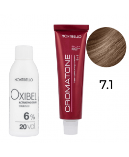 Montibello Cromatone plaukų dažai 60ml - 7,1 | Vidutinis pelenų atspalvis šviesiems plaukams