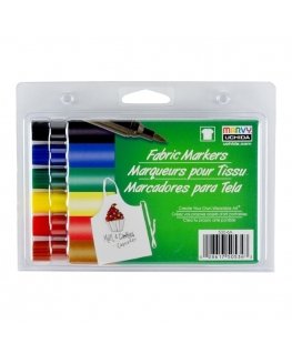 Marvy Fabric Marker 530-6A Primary Textile Markers with Brush Tips, 6 pcs.