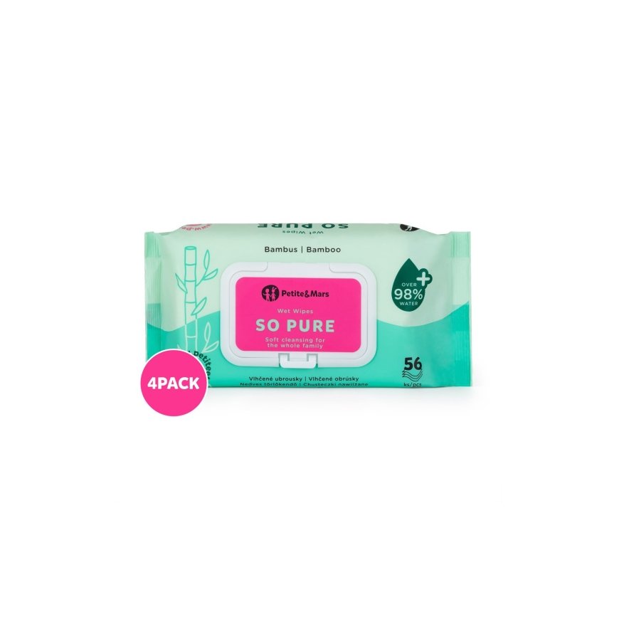 Petite&Mars So Pure - bamboo wet wipes | 4x56 pcs – 2