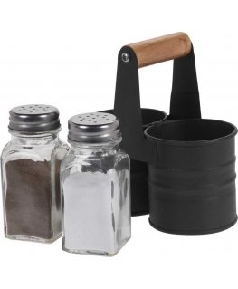 Excellent Houseware Salt and Pepper Shakers Set with Stand, 3 pcs.