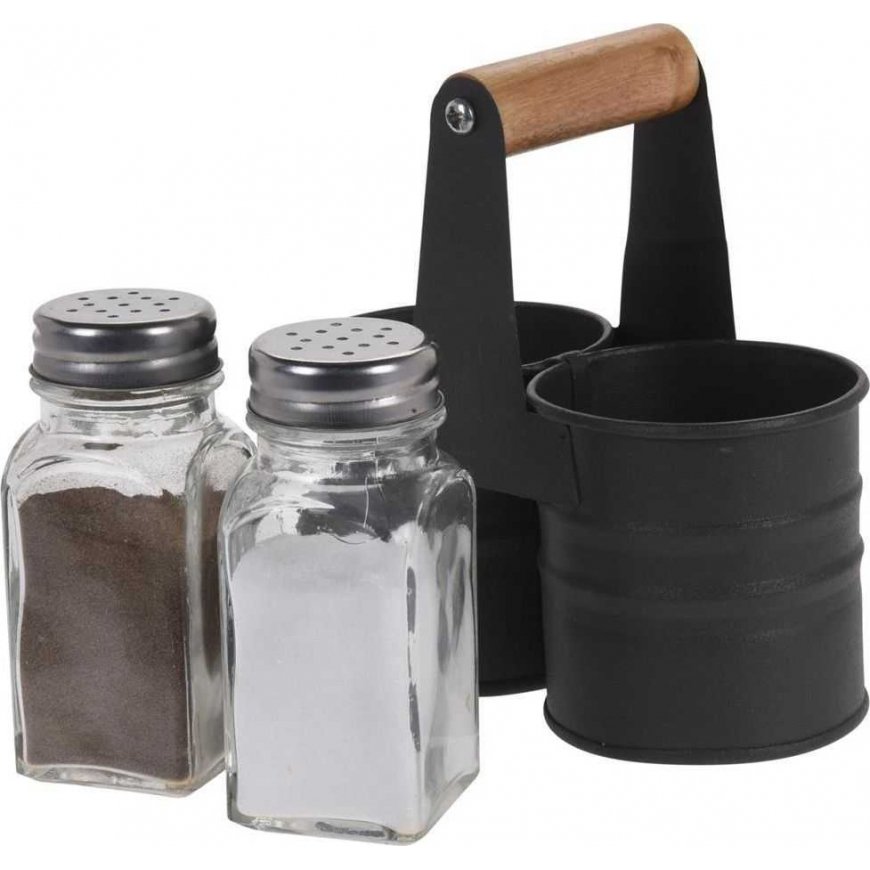 Excellent Houseware Salt and Pepper Shakers Set with Stand, 3 pcs.