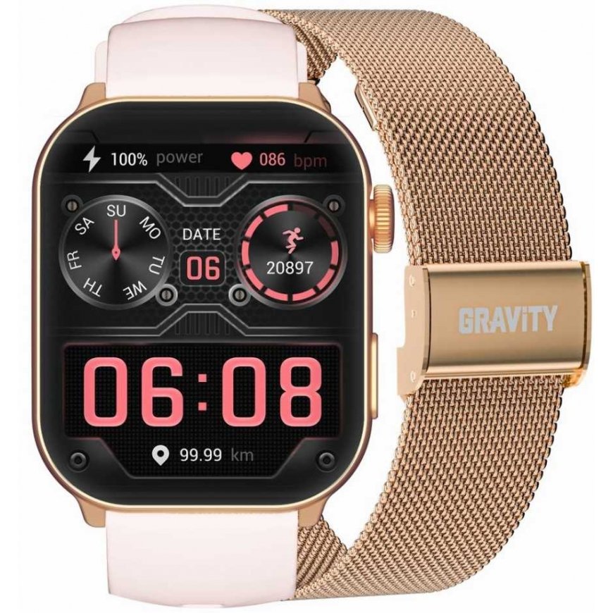 Išmanusis laikrodis UNISEX GRAVITY GT28-9 - „Bluetooth“ skambučiai, papildomas dirželis (sg037i)
