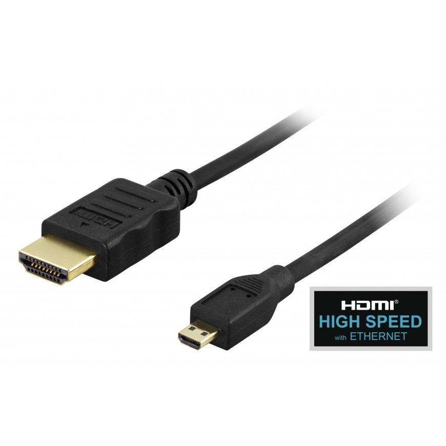 Deltaco HDMI-1013 HDMI kabelis 1 m HDMI A tipo (standartinis) HDMI D tipo (Mikro) Juoda
