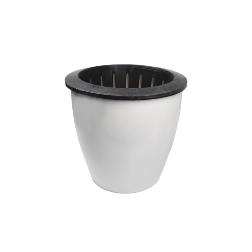 Oem PATIO savaiminio drėkinimo vazonas - 22 cm baltas plastikinis vazonas