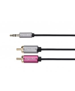 Kruger & Matz AUX 3.5mm - 2x RCA kabelis 1.8m Melns