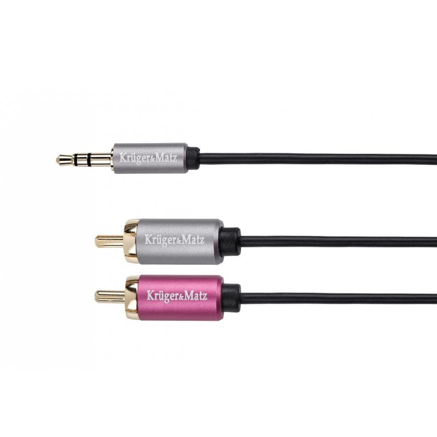 Kruger & Matz AUX 3.5mm - 2x RCA kaapeli 1.8m Musta