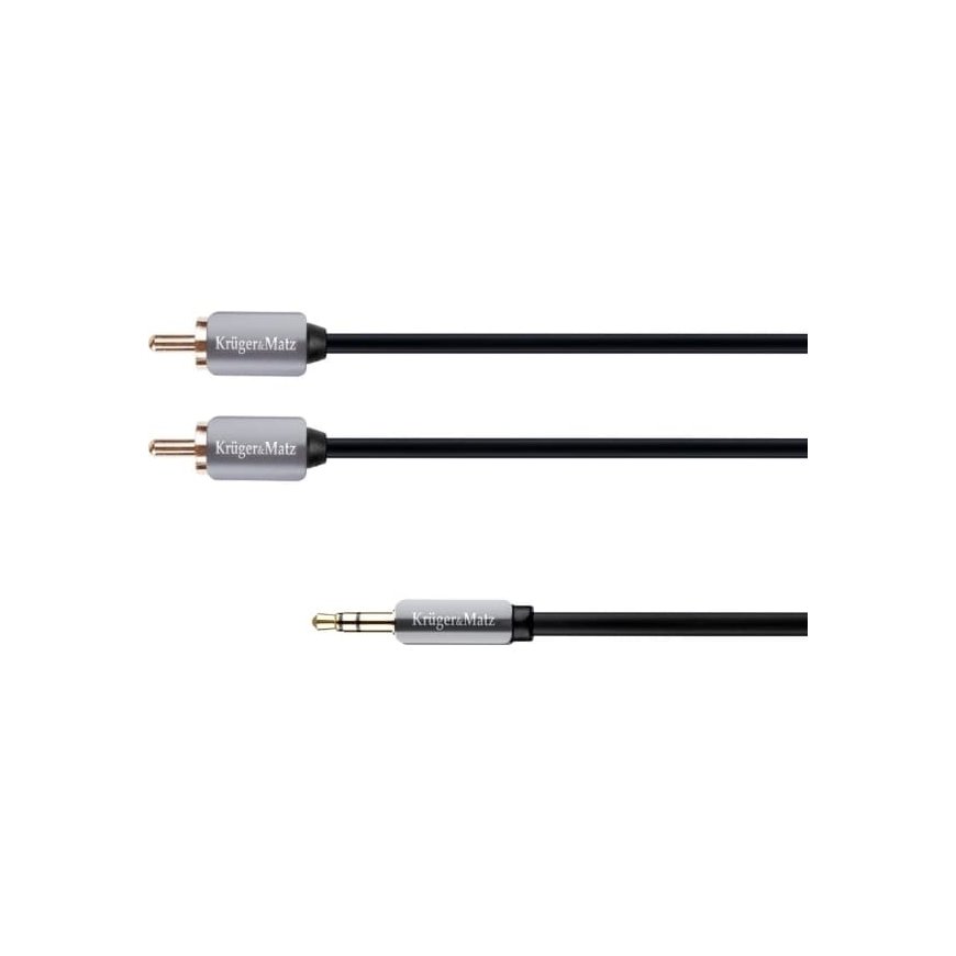 Kruger & Matz AUX 3.5mm - 2x RCA kaabel 1.8m Must – 2