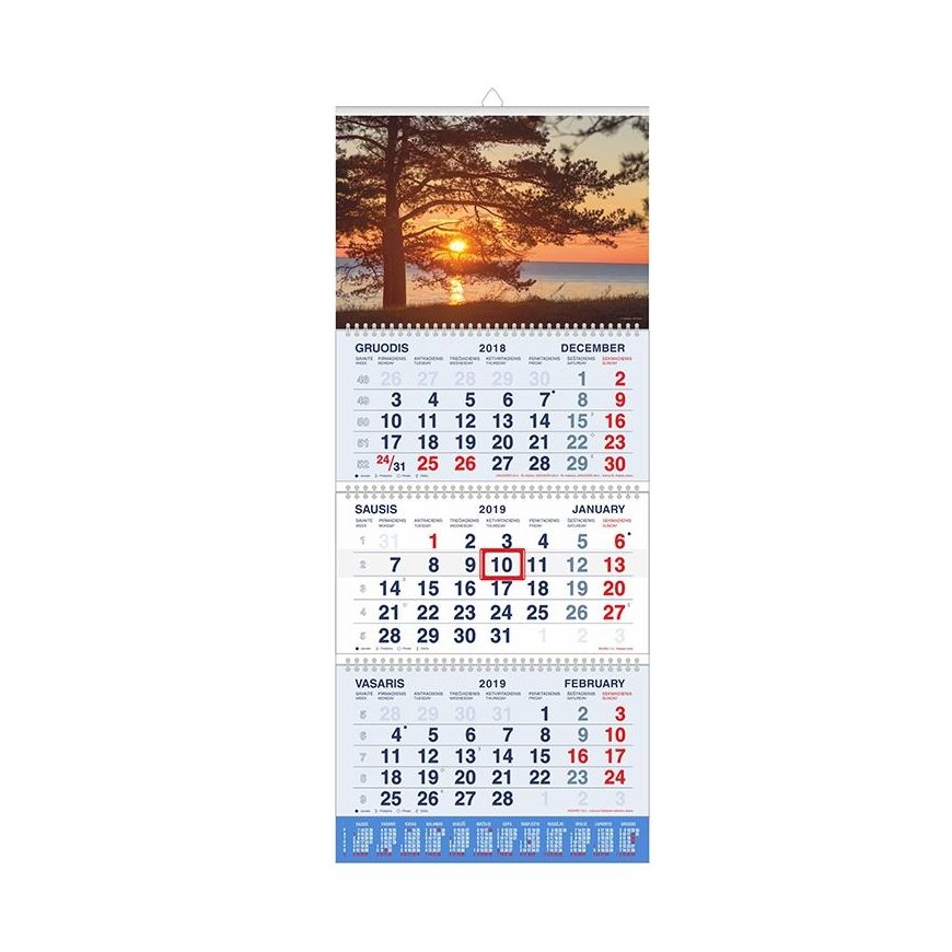 Mobile Serviss Hanging Calendar LIGHT, 2026, 3 pieces