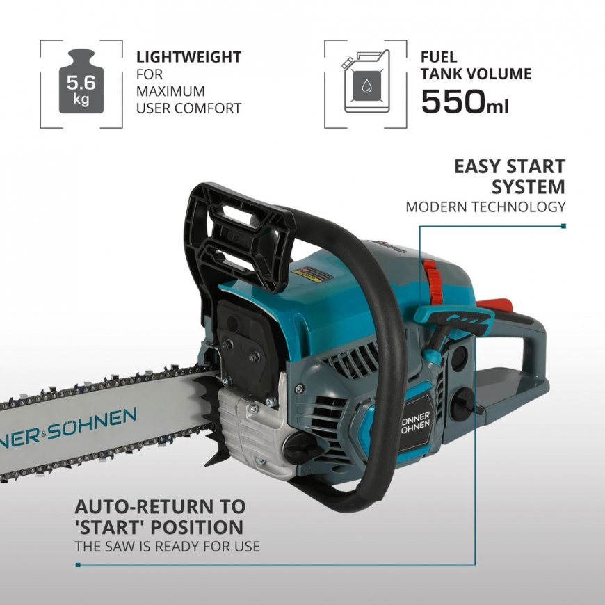 Könner & Söhnen KS CS21G-16 moottorisaha 1600 W 3000 RPM musta, Sininen, Harmaa, Punainen – 4