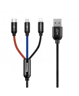 Colorfone CAMLT-BSY01 USB-kaabel 1,2 m USB A 3 x USB C Must, Punane, Sinine