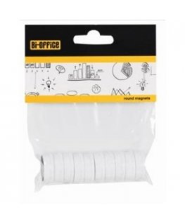 Antimicrobial magnets BI-OFFICE 20 mm, 10 pcs, extra strong, white color.
