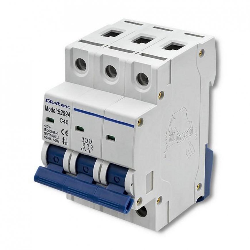 QOLTEC 52594 Ylivirtauksen katkaisija C40 / Sulakkeet / AC / 40A / 3P