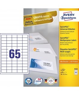Avery 3666 self-adhesive label Rectangle Permanent White 6500 pc(s)