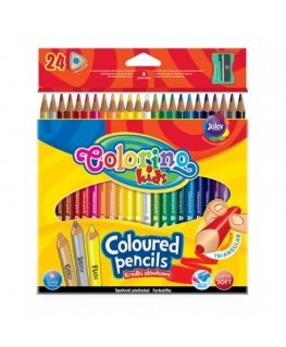 Patio Krāsainie zīmuļi, tribriaunāji COLORINO, 24 krāsas, ar asināmo