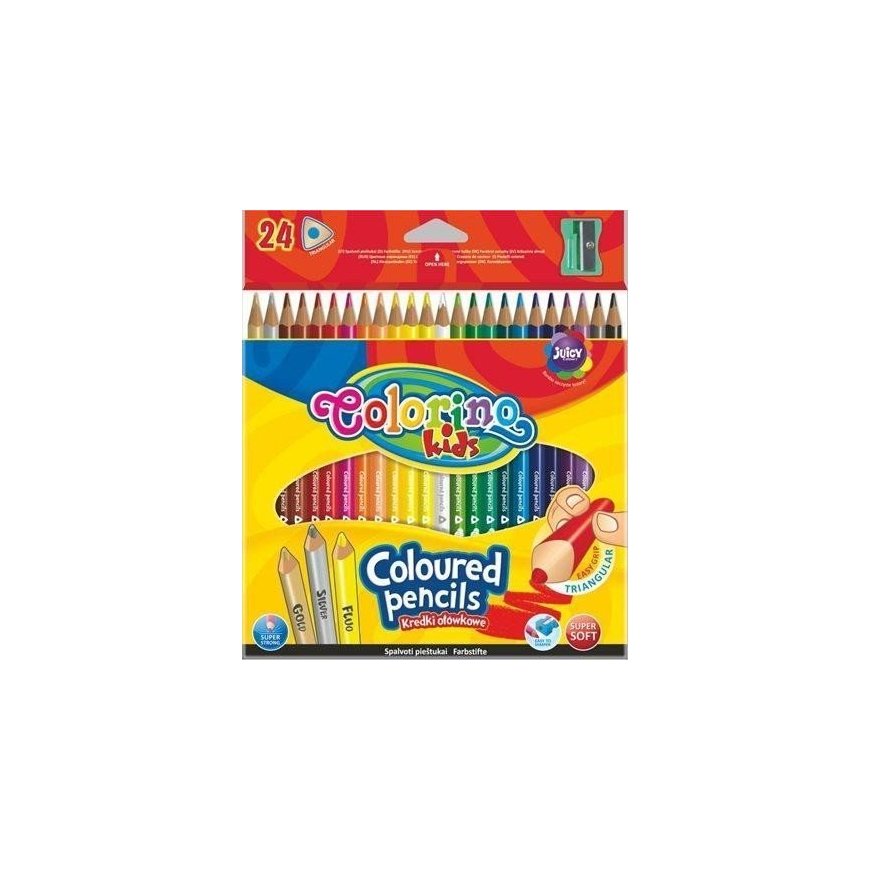 Colorino Colored Pencils, Triangular Shaped, 24 Colors, with Sharpener – 2
