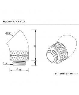 Barrow Dazzle Adapter 45 Degree G1/4 Inch Male to G1/4 Inch Female - rotatable, silver