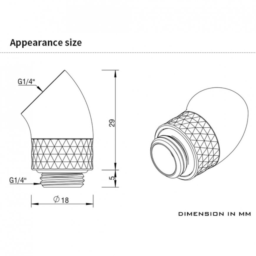 Barrow Dazzle adapteris 45 grādu G1/4