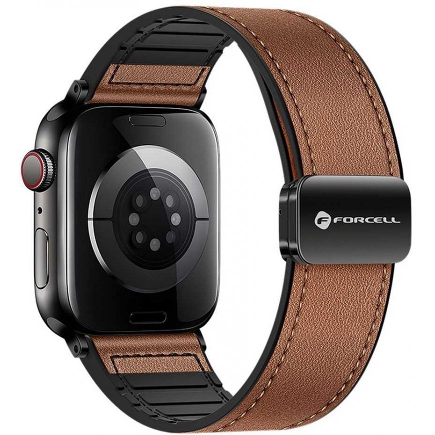 „Apple Watch“ Forcell F-Design FA21 magneettinen keinonahkainen ranneke 38/40/41 mm, musta